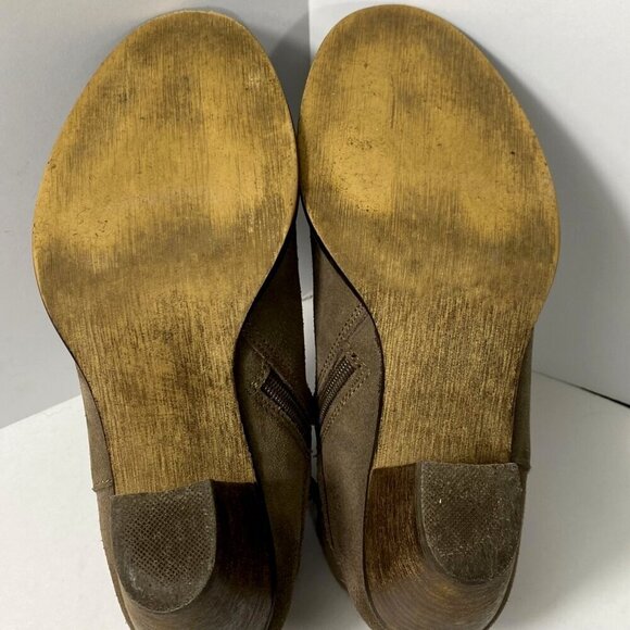 Steve Madden Milaan Suede Ankle Boots Womens 7M Taupe Leather Zip Heeled Booties - Picture 9 of 9